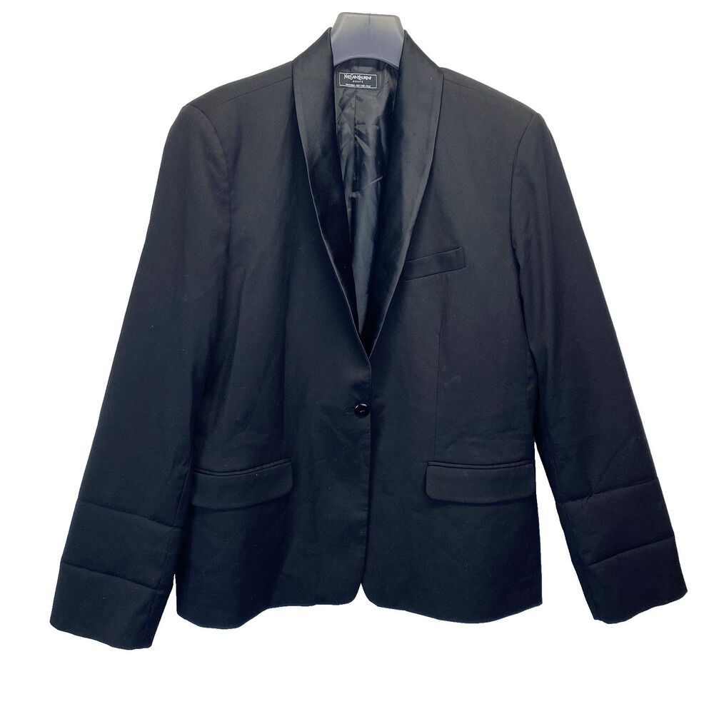 YSL Yves St Laurent Black Beaute Uniform Blazer Italy Jacket Size 50 FLAW